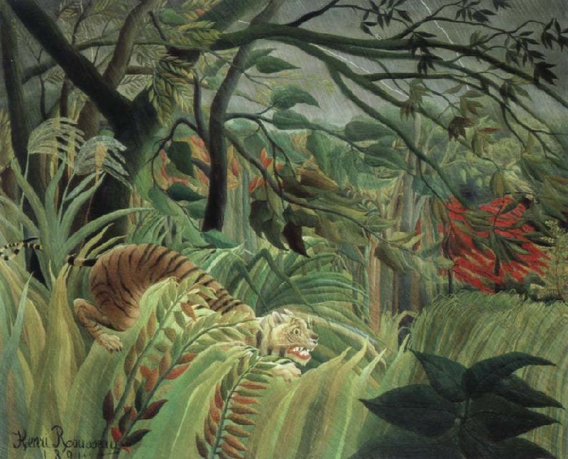 Henri Rousseau tiger in a tropical storm